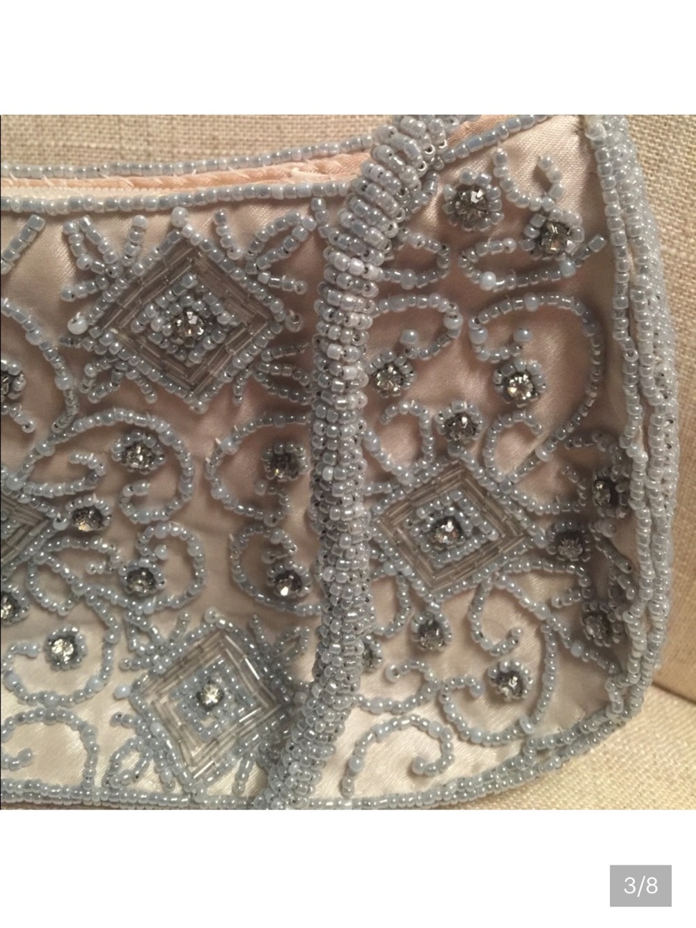 Preston & York Vintage Silver Beaded & Embellished Evening Clutch Handbag - Picture 3 of 13
